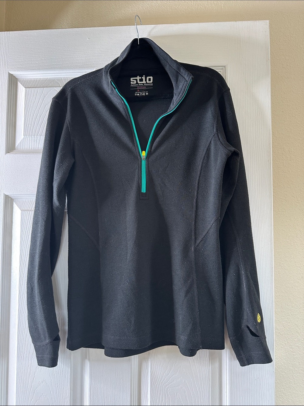 Stio Black Half-Zip Pullover with Teal Zipper